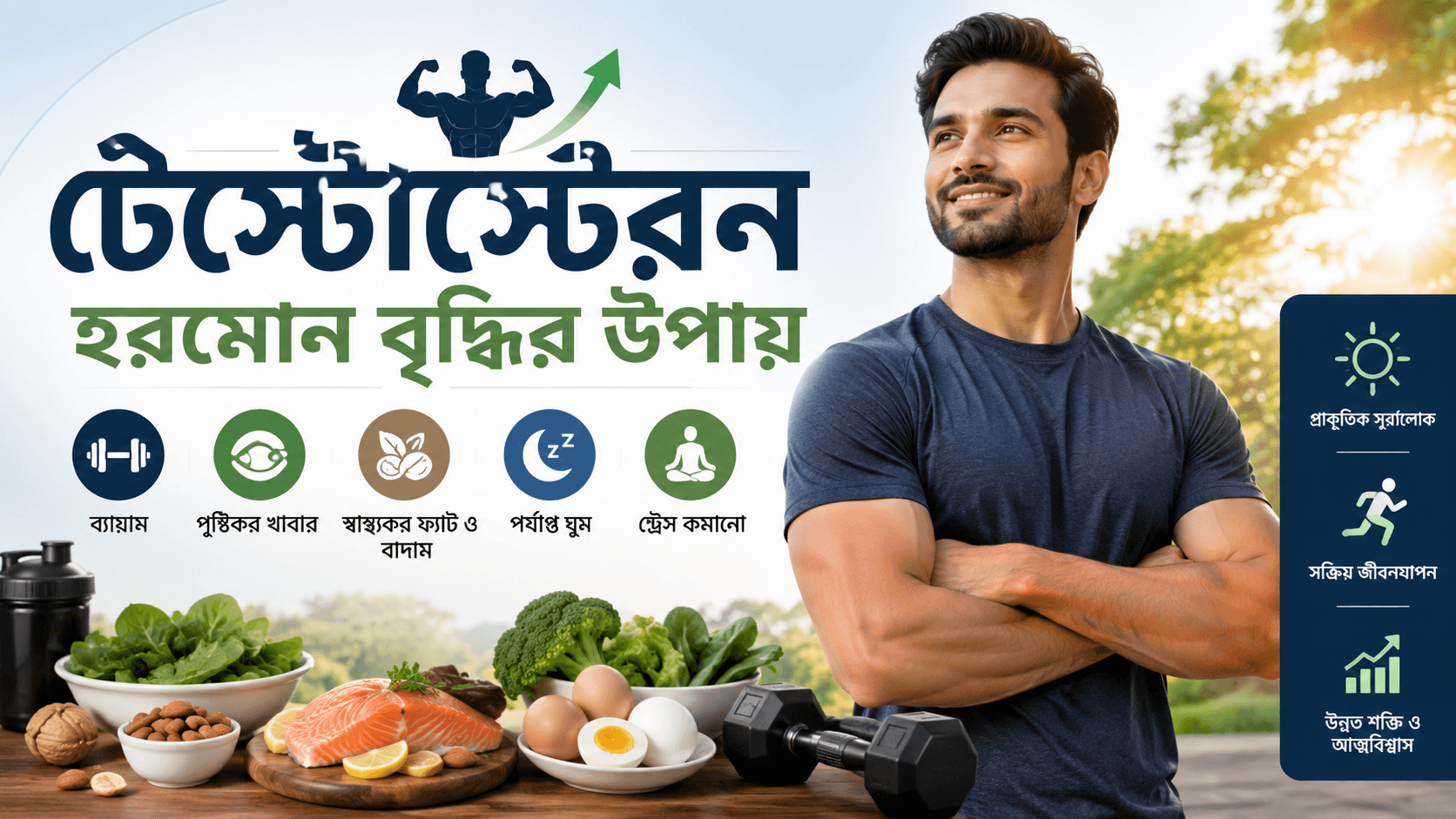 টেস্টোস্টেরন হরমোন বৃদ্ধির উপায়: প্রাকৃতিকভাবে শক্তি, স্বাস্থ্য ও আত্মবিশ্বাস বাড়ানোর পূর্ণাঙ্গ গাইড